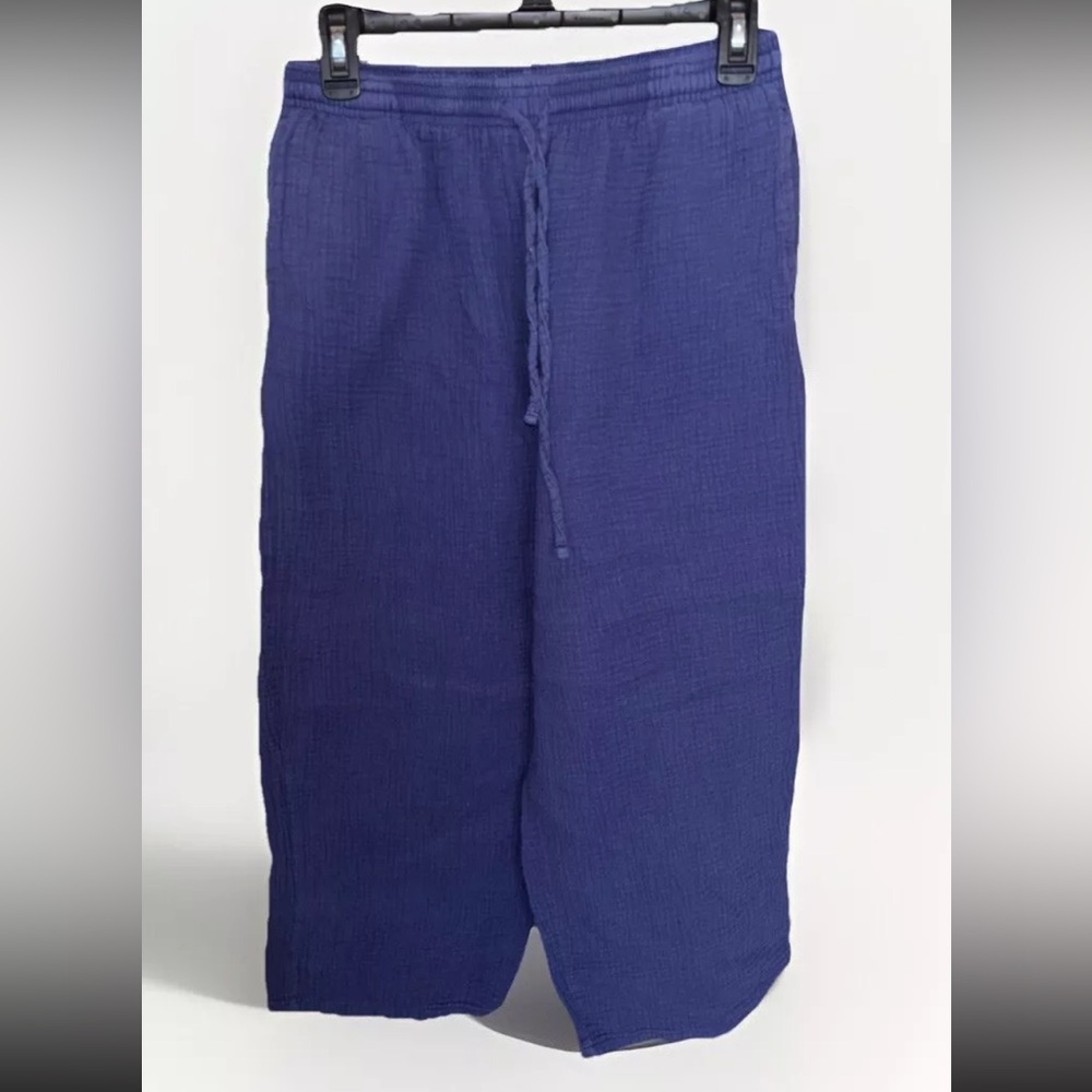 Jessica Simpson 100% Cotton Drawstring Crop Pants Blue Size Medium
